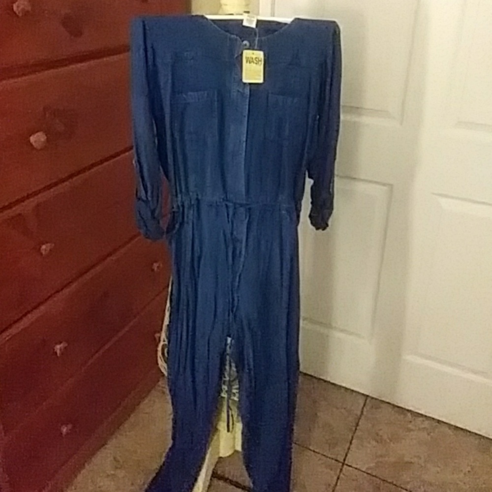 A blue jumpsuit